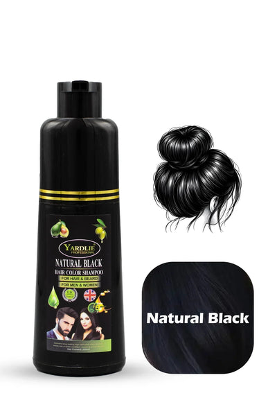 Yardlie Hair Color Shampoo – Natural Black | UK-Based 5-in-1 Grey-Cover | 200 ml
